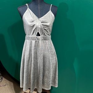 Silver (with a sparkly thread) mid length dress